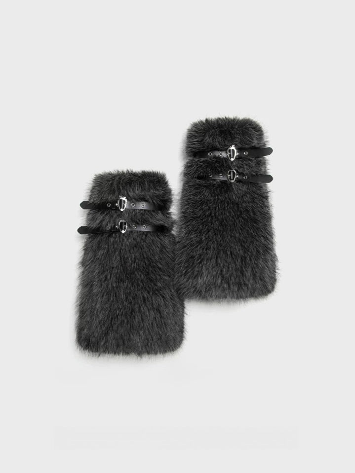 Black Faux Fur Leg Warmers