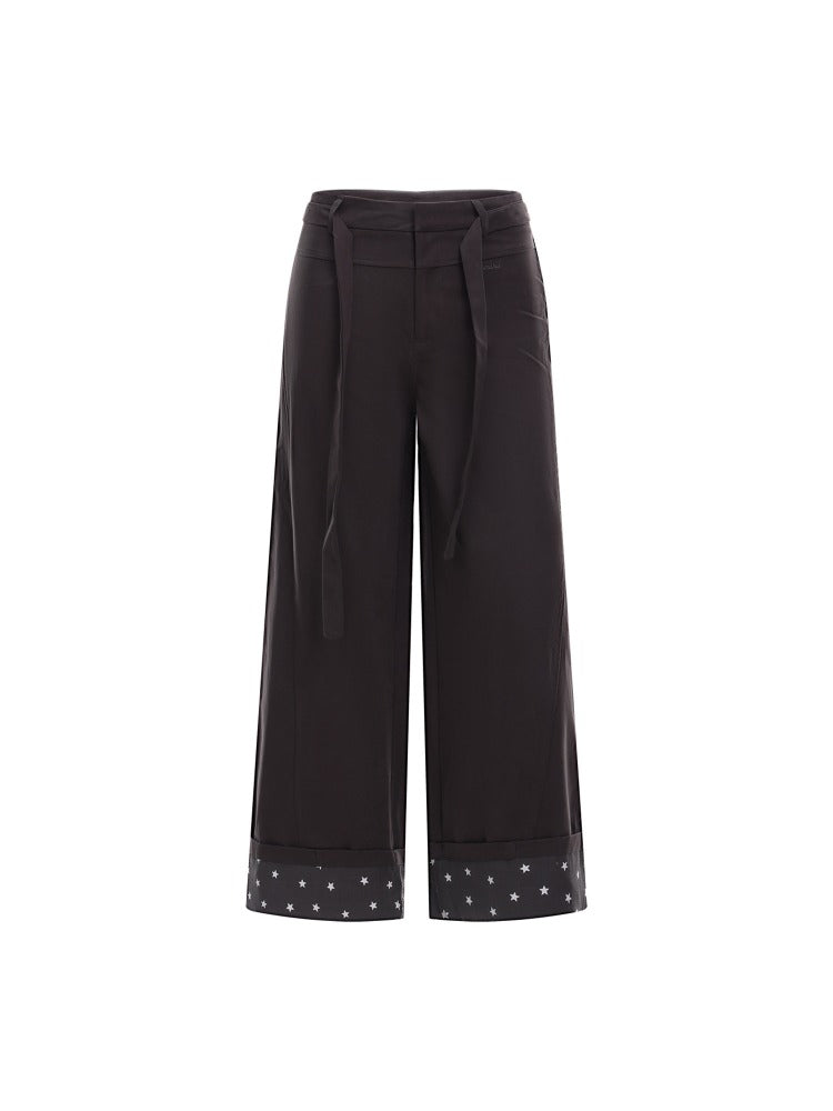 Star Detail Wide-Leg Pants