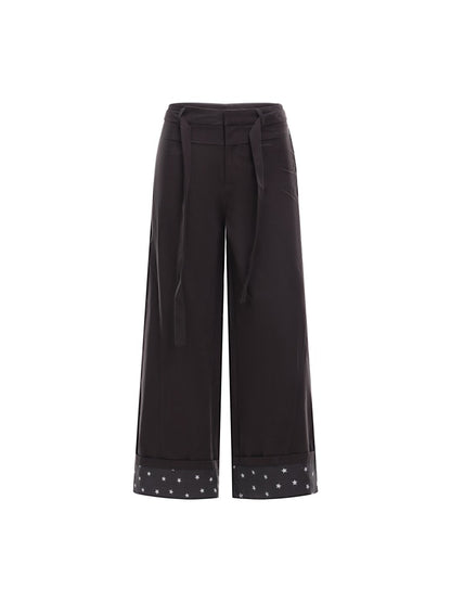 Star Detail Wide-Leg Pants