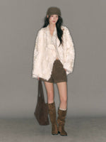 Asymmetric Collar Faux Fur Coat