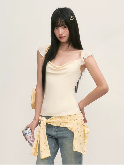 Apricot Flutter Sleeve Tee