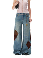 Contrast Patches Wide-Leg Pants