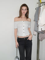 Gem Button Off Shoulder Top
