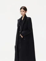 Black Tailored Wool Blend Long Coat