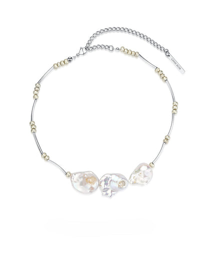 Simple Natural Baroque Pearl Necklace
