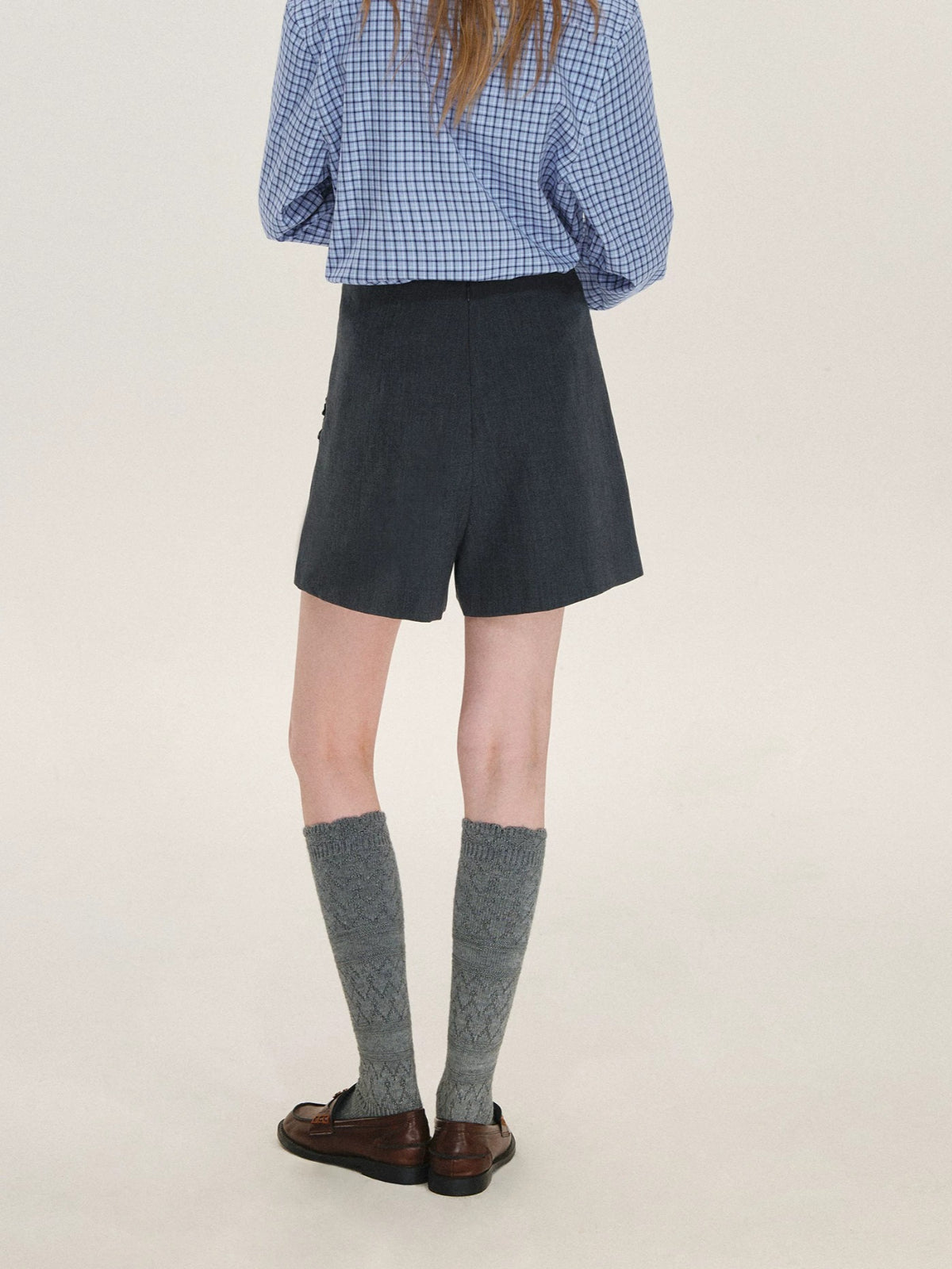 Ruffle Pocket Tailored A-Line Shorts