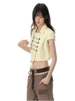 Double Breasted Cropped Polo Shirt