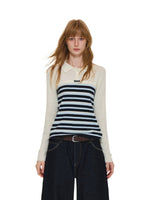 Layered Stripe Wool Blend Polo