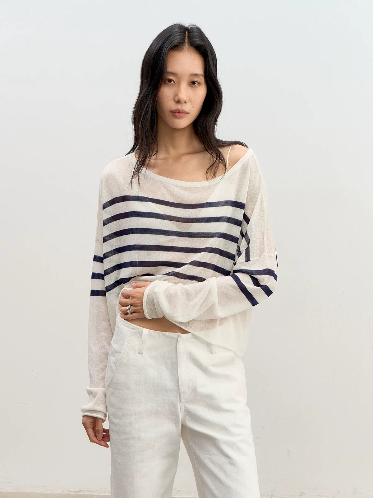 Striped Off Shoulder Knit