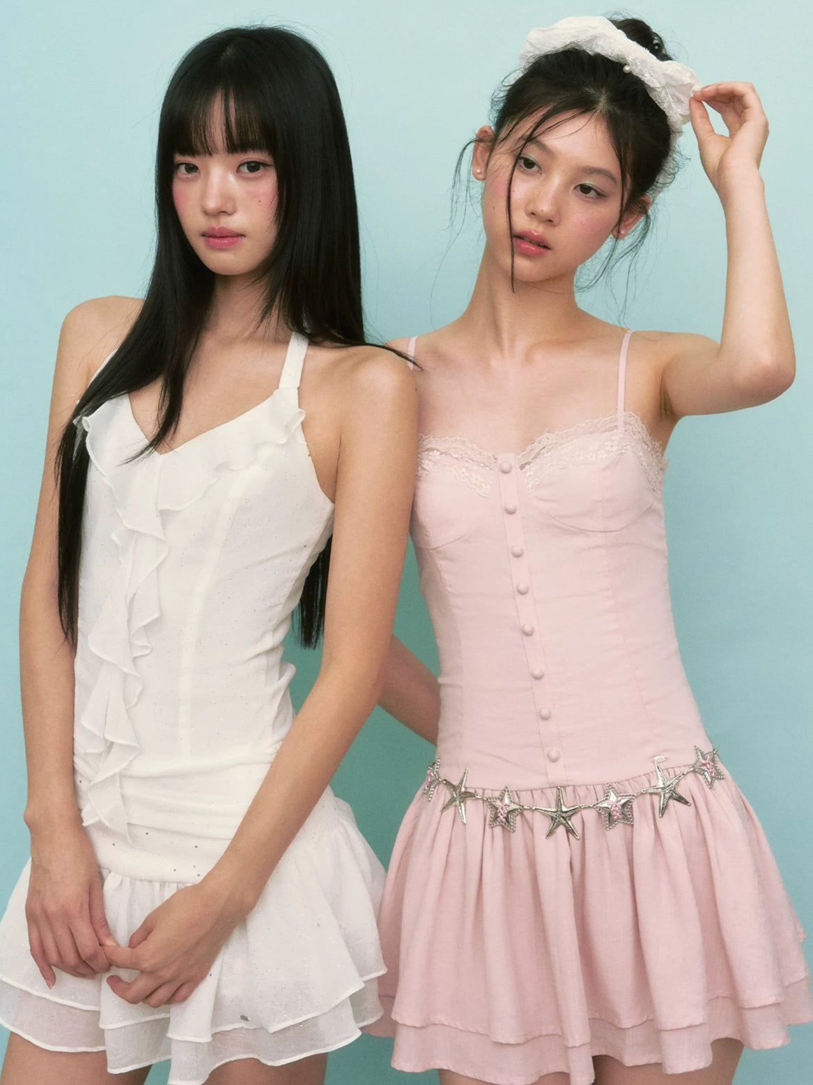 White Ruffle Halter Mini Dress