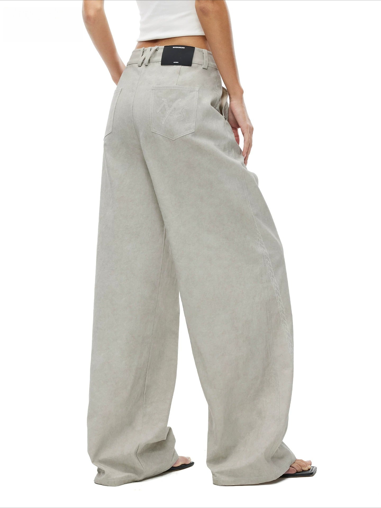 Wheat Washed Wide-Leg Pants