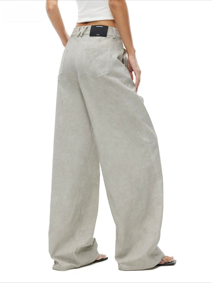 Wheat Washed Wide-Leg Pants