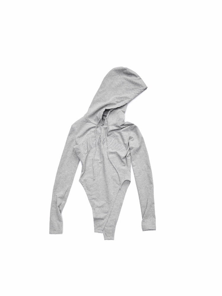 Letter Embroidery Hooded Bodysuit