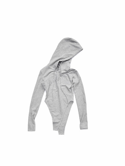 Letter Embroidery Hooded Bodysuit