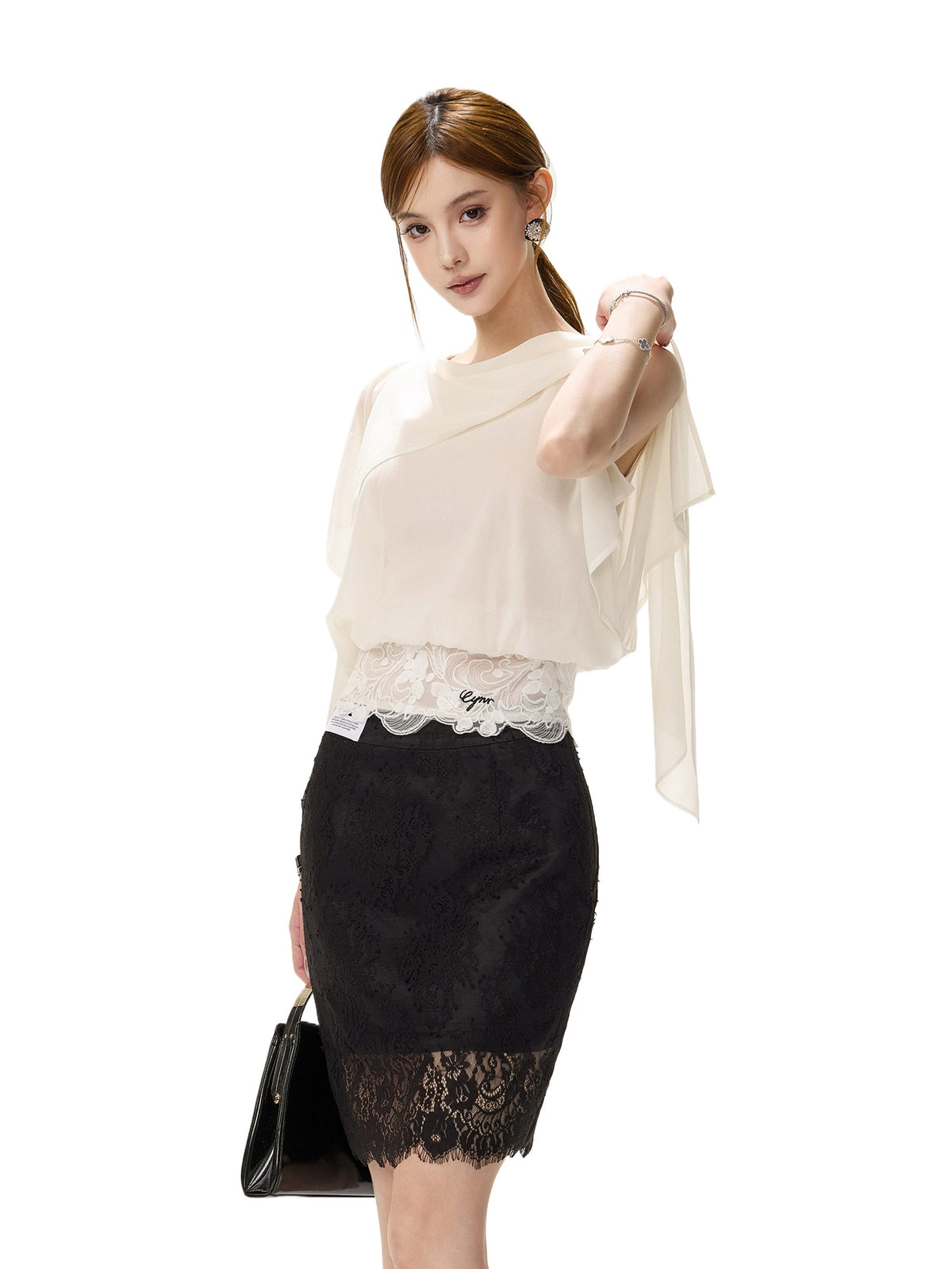 Off Shoulder Chiffon Blouse