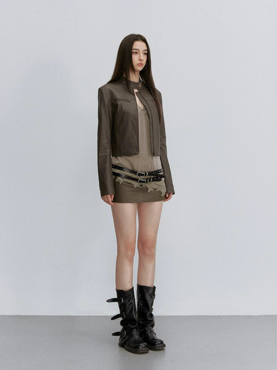 Leather A Line Skirt
