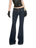 Low-Rise Zip Flare Jeans