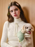 Mock Neck Openwork Knit Top