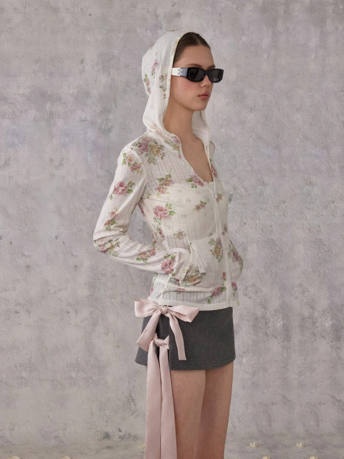 Floral Logo Zip Cardigan