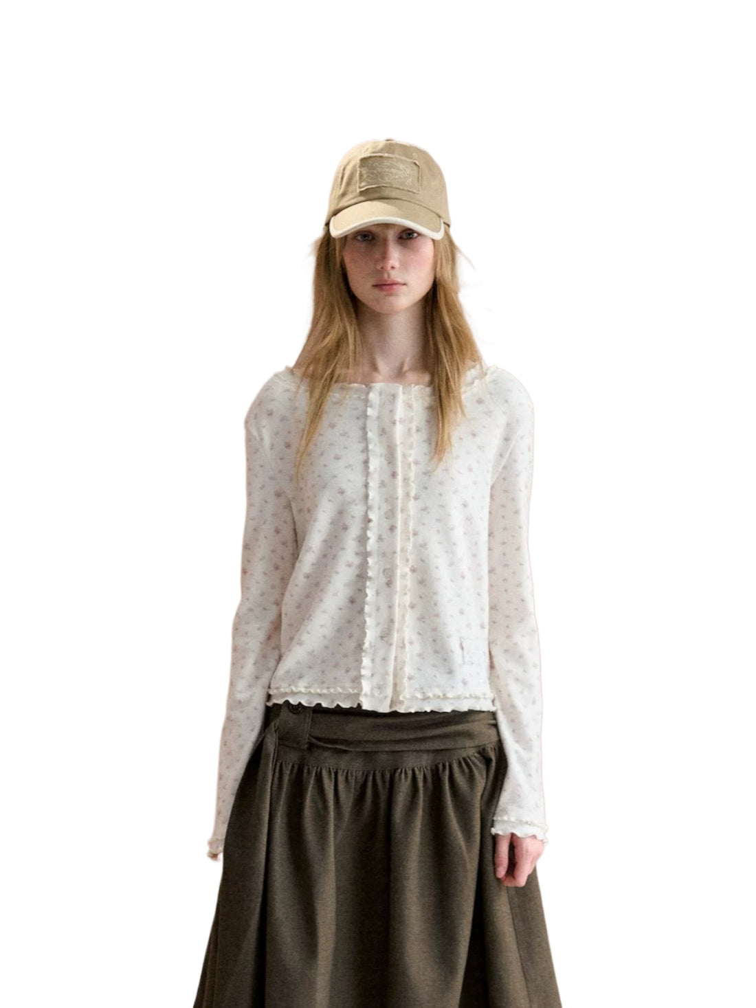 Floral Ruffle Edge Knit Cardigan