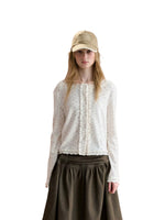 Floral Ruffle Edge Knit Cardigan