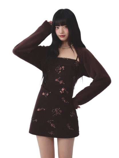 Vintage Sequin Cami Dress Set