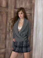 Double-Button Plaid Skort