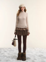 Mock Neck Plaid Trim Base Top