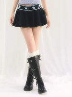 Star Waist Pleated Mini Skirt