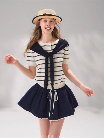 Striped Knit Sailor Top