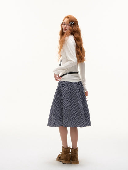 Plaid Pleated Midi Skirt