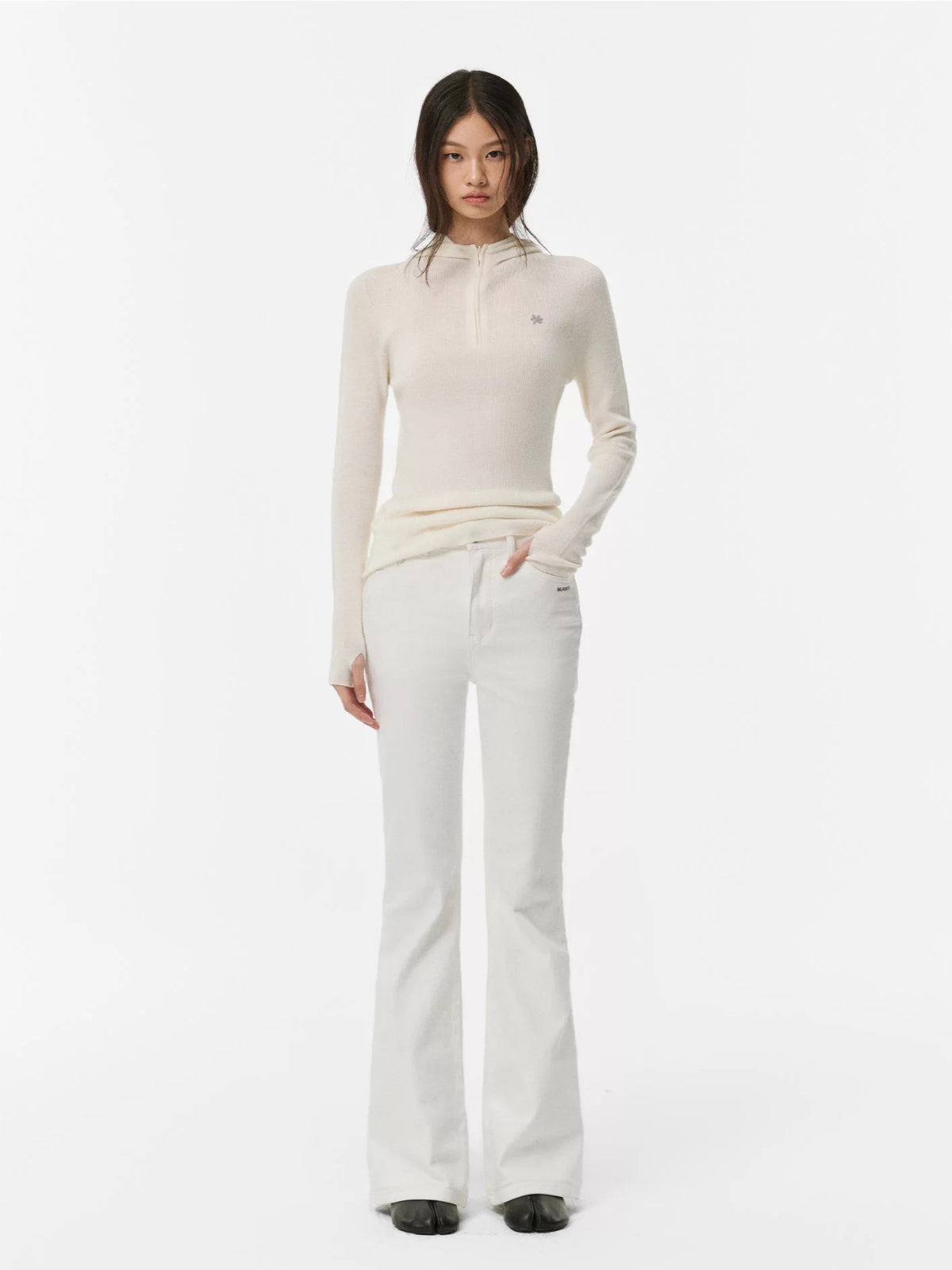 Pure Wool Half-Zip Hooded Sweater