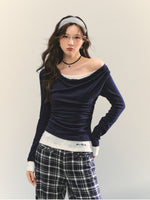 Dangle Collar Fake Two-Piece Color-Blocked Blouse