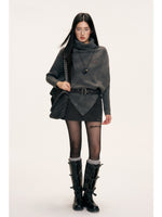Asymmetric Turtleneck Batwing Sleeve Sweater