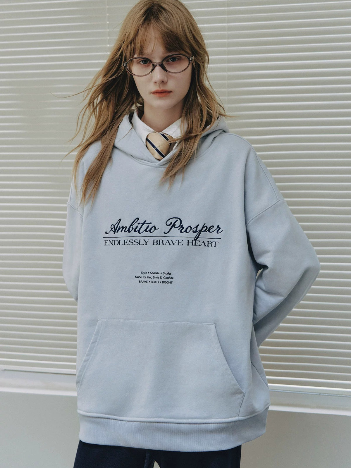 College Embroidered Cotton Hoodie