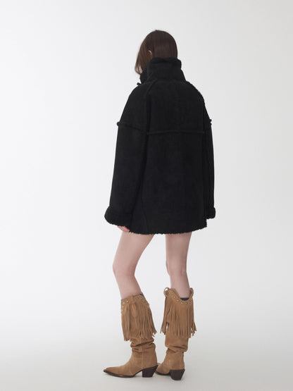 Reversible Shearling Toggle Jacket