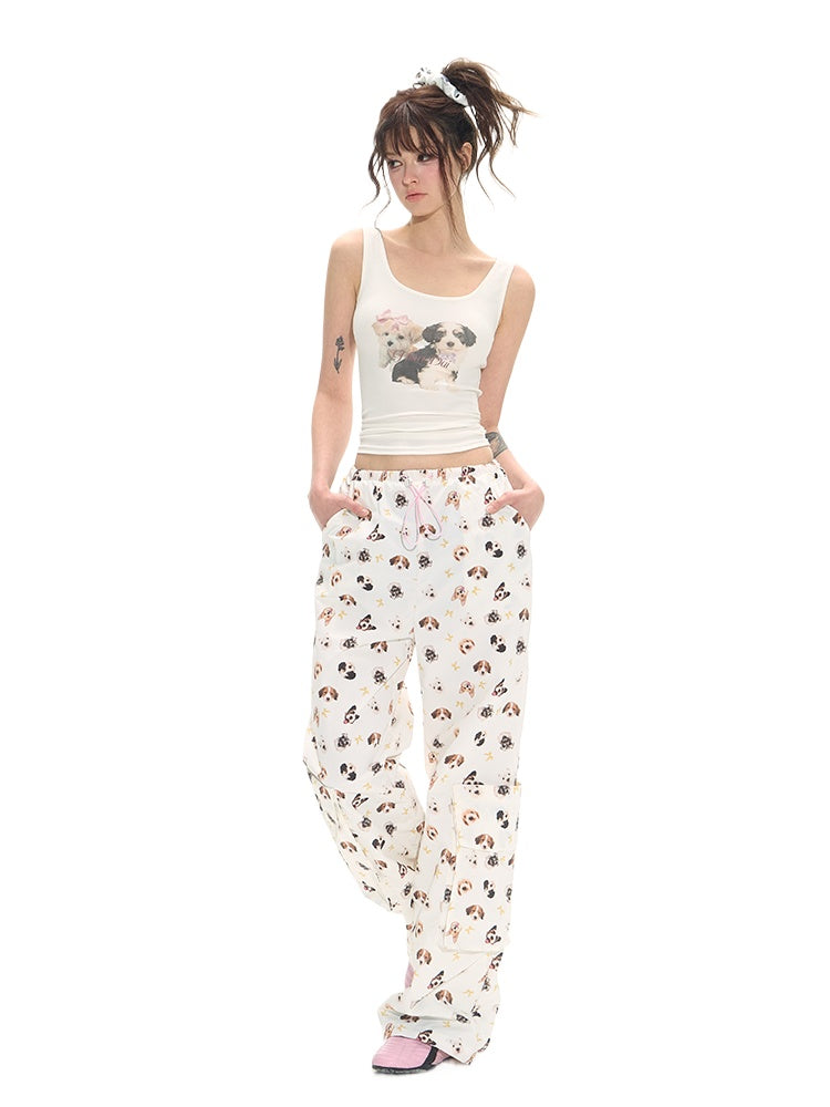 White Low-Rise Cargo Wide-Leg Pants