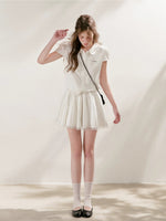 Lace-Paneled Collared Shirt Dress