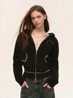 Heart Totem Knit Hooded Cropped Jacket