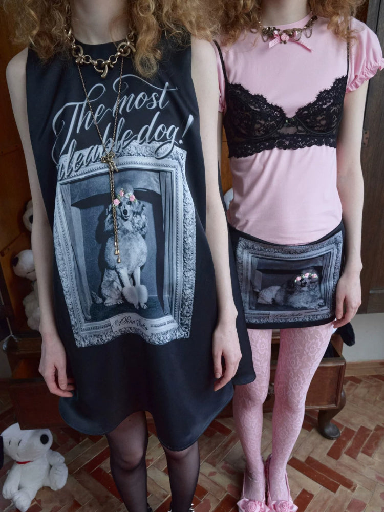 Framed Dog Satin Mini Skirt