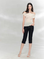 Layered Collar Off-Shoulder Knit Top