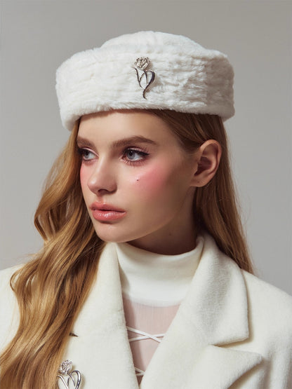 Cozy Plush Faux-Rabbit-Fur Fold-Brim Bucket Hat