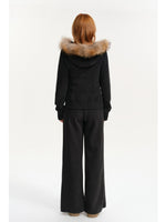 Detachable Fur Collar Tracksuit Set