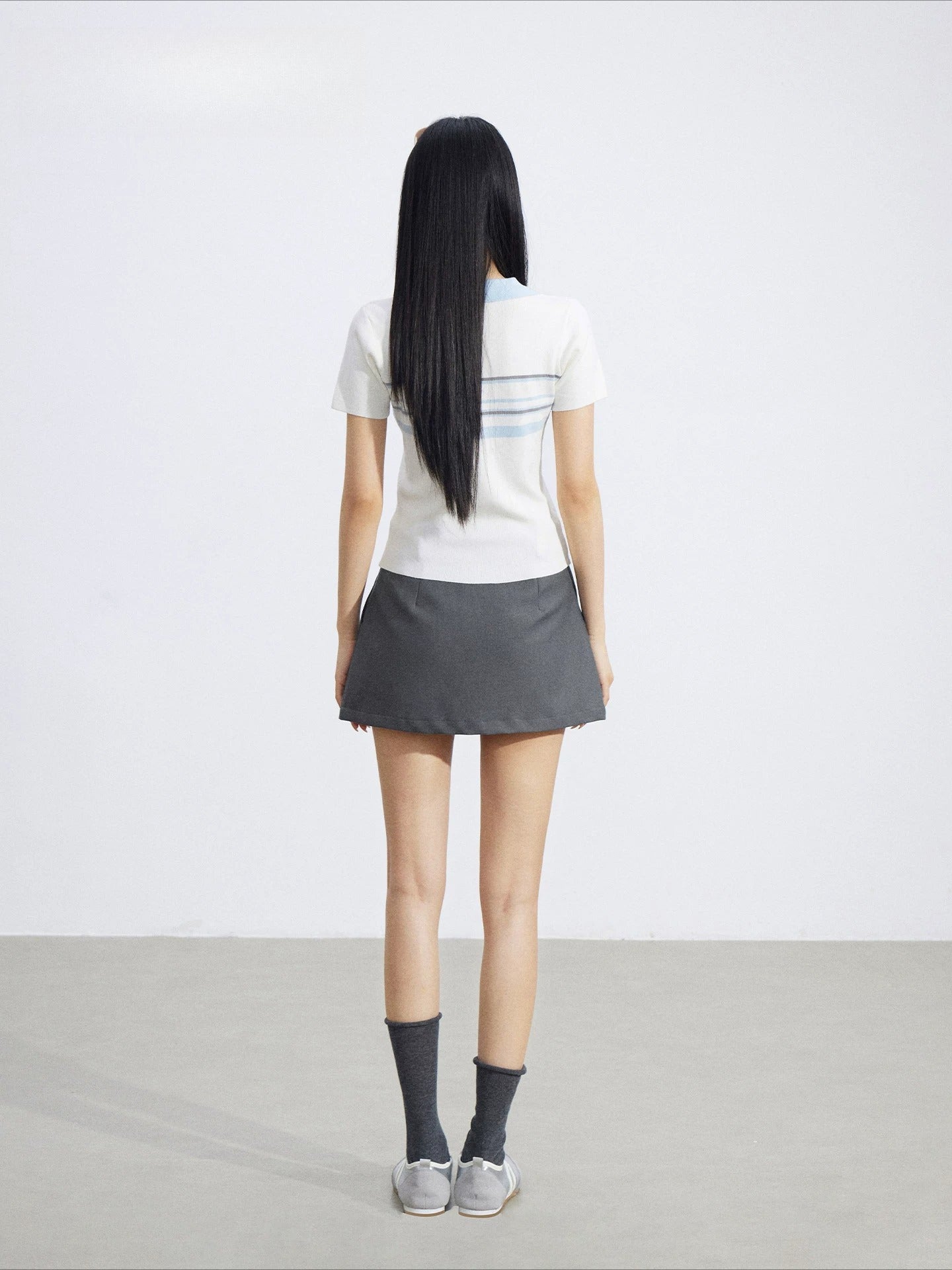 Striped Polo Ice-Silk Top
