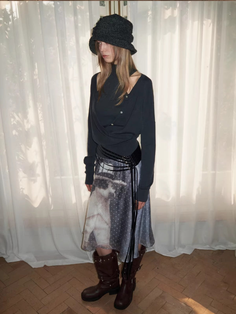 Acetate Cashmere Layered Cardigan