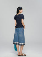 Three-Dimensional Flower Pleated Short-Sleeve Blouse