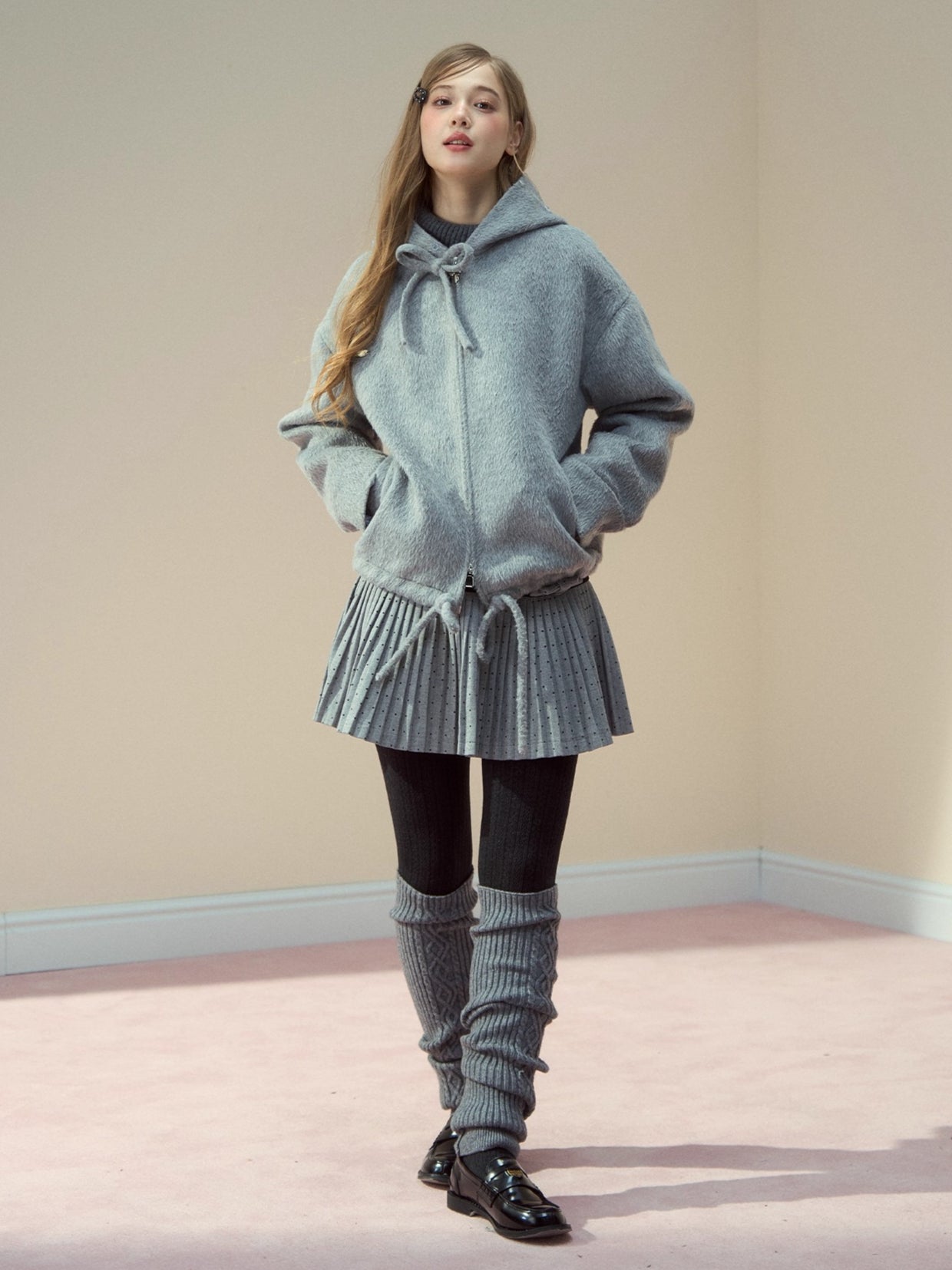 Wool Blend Faux Fur Collar Coat