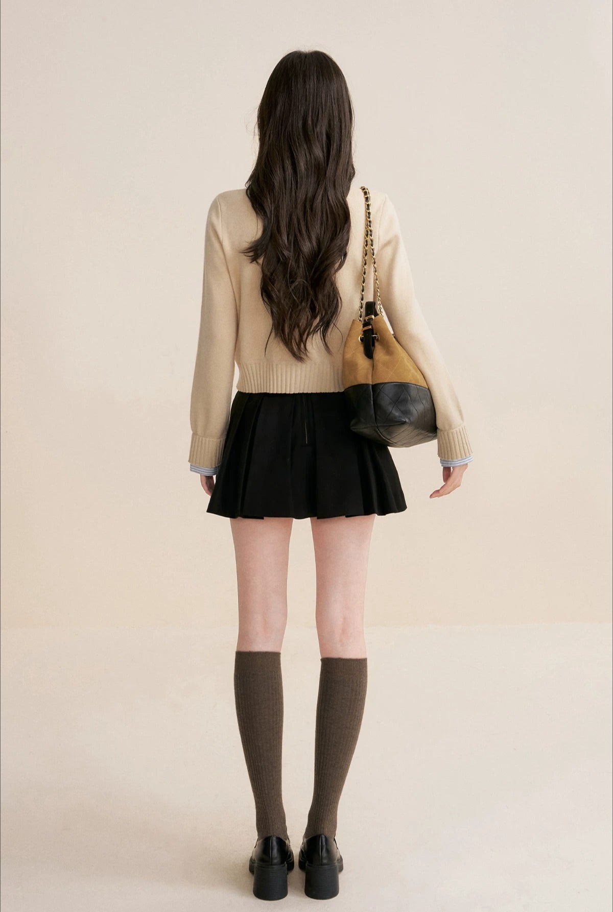 Apricot Contrast Layered Cardigan