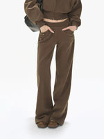 Caramel Hooded Cropped Wide-Leg Set