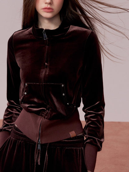 Velvet Sports Sweatshirt &amp; Wide-Leg Pants Set